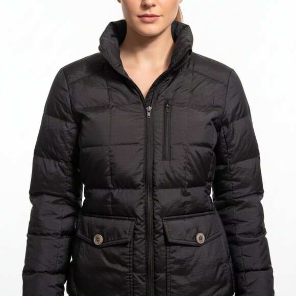 EDDIE BAUER Womens Black Y. 550 Down Puffer Jacket Insulated Warm Winter Coat XS - Picture 1 of 8